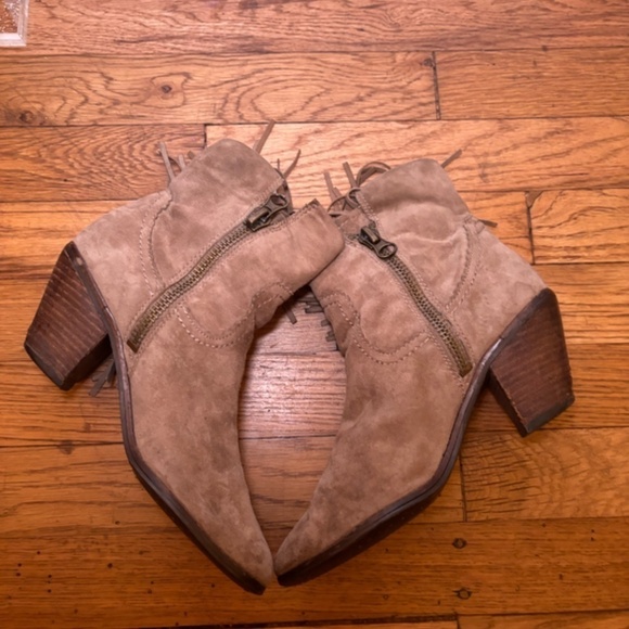 Sam Edelman Suede Fringe Ankle Boots Size 7M - Picture 11 of 13
